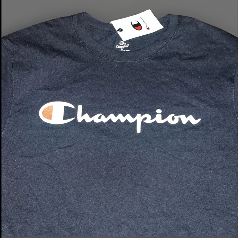 Champion Black Classic Tee W/ Logo Short Sleeve Shirt NWT